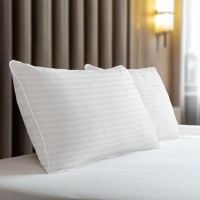 Paxavofa Hypoallergenic Cotton Cover with Down Alternative Filling, King Size Set of 2 Soft Pillow, Luxury Hotel Quality, Ideal for Side, Back and Stomach Sleepers, Oeko-TEX Certified