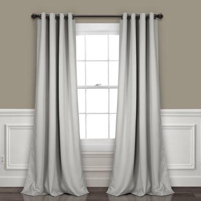 Insulated Grommet Blackout Curtain Panels Light Gray Pair Set 95"x52" - Lush Decor