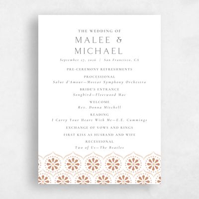 Tuscany, Orange Wedding Program - Aeolus
