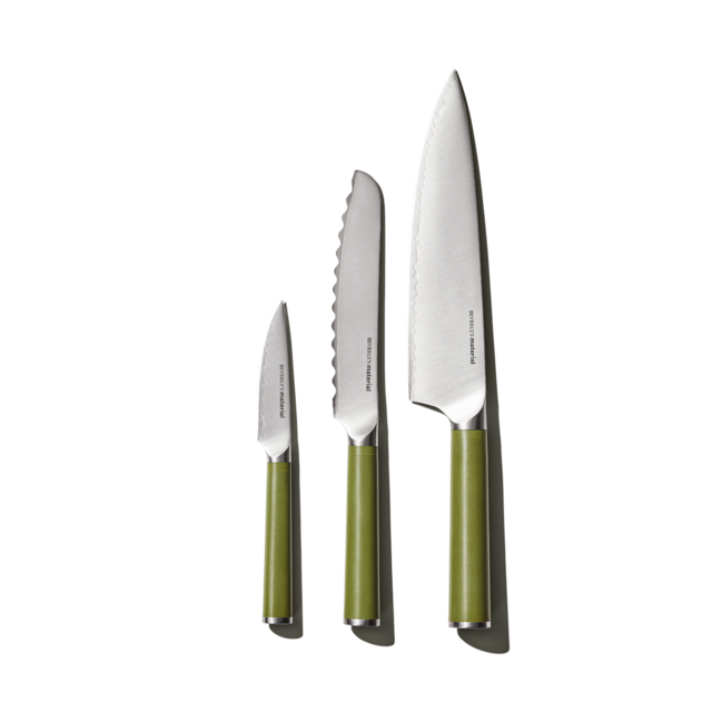 Material Kitchen Knife Trio - Sage Green or Cool Neutral