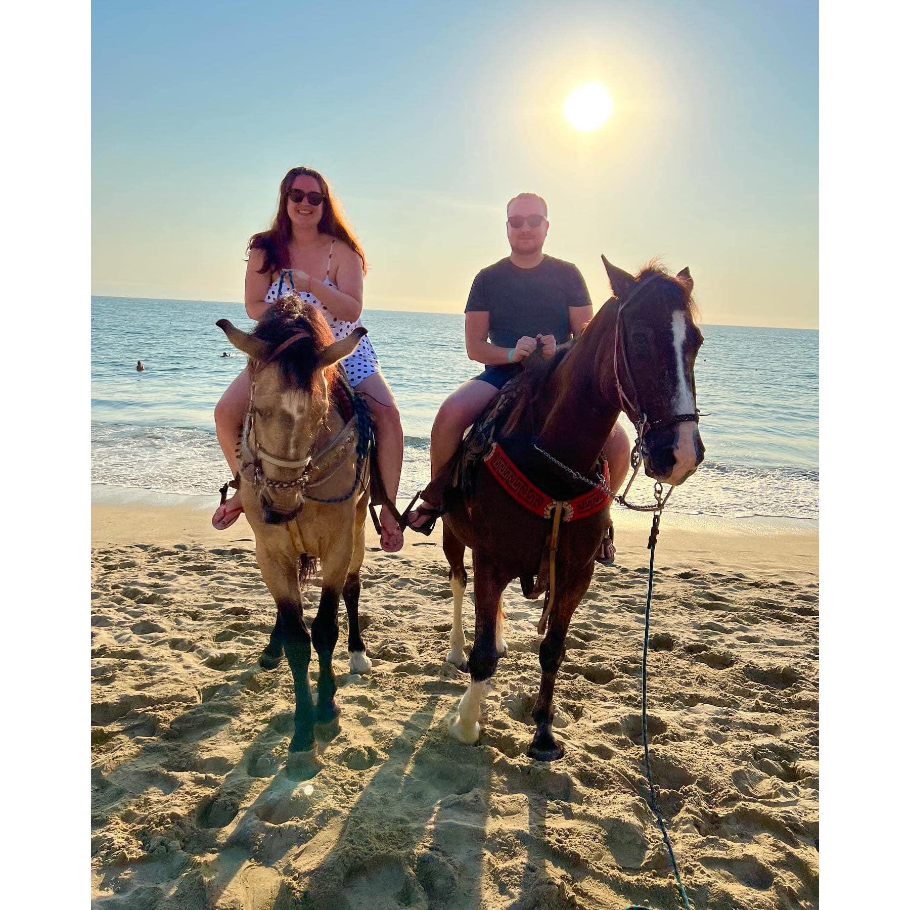 Our trip to Mexico...first time Alex on a horse..can you tell he loves it?