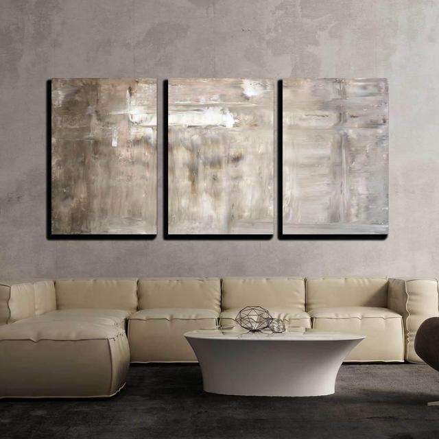 wall26 - 3 Piece Canvas Wall Art - Brown and Beige Abstract Art Painting - Modern Home Decor Stretched and Framed Ready to Hang - 24&quot;x36&quot;x3 Panels