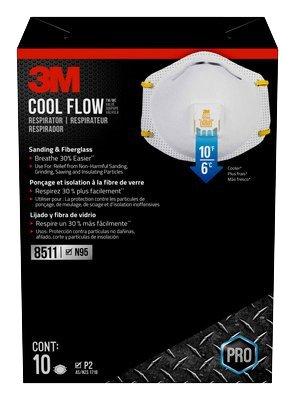3M 8511 All-In-One N95 Respirator for Sanding, Fiberglass, Drywall, and Painting, Exhalation Valve Helps Direct Exhaled Air Downward