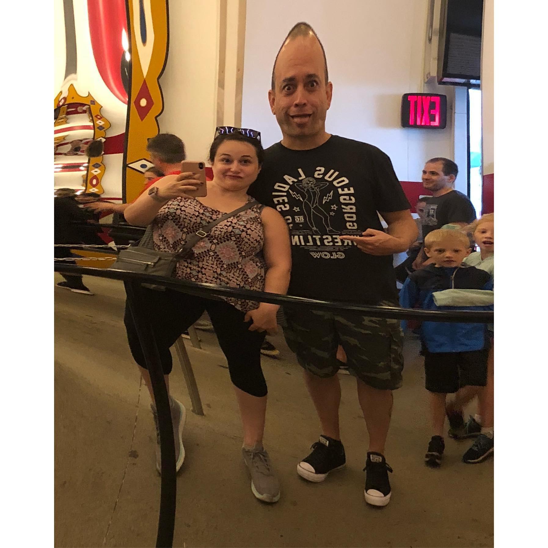 The fun house mirrors at LaffTrak in Hersheypark.
