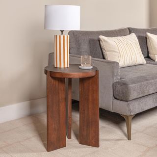 Lena Glazed Stoneware Cylinder Lamp with Linen Shade