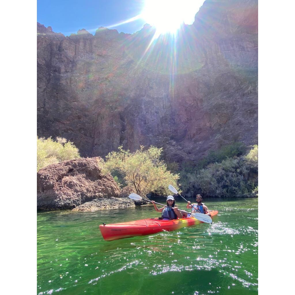 Kayaking in the famed "divorce boat"