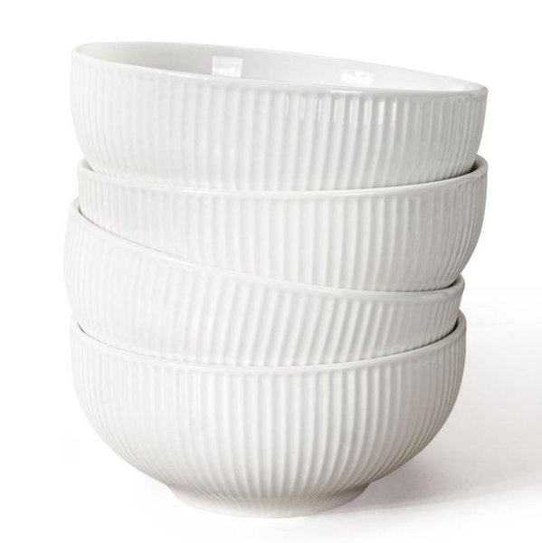 Artena Ceramic Cereal Bowls - Stripes, Set of 4