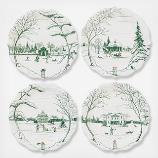 Country Estate Winter Frolic Assorted Party Plate, Set of 4
