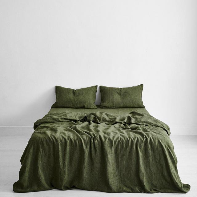 Olive 100% Flax Linen Bedding Set (Queen)