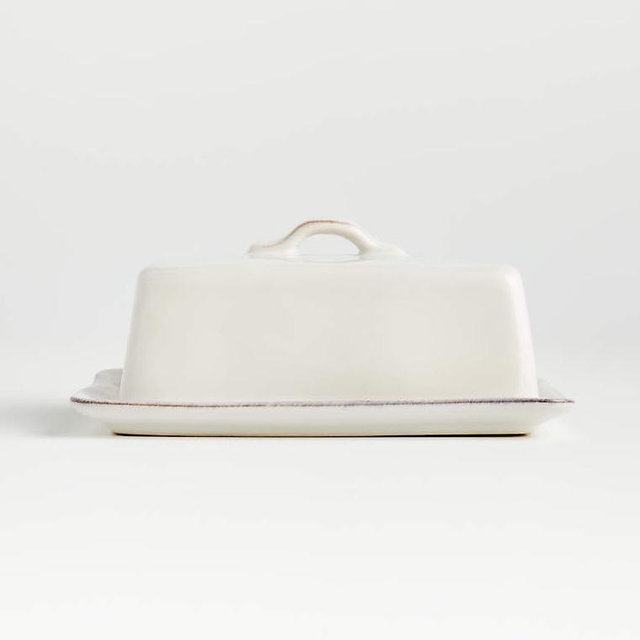 Crate & Barrel | Marin White Covered Butter Dish