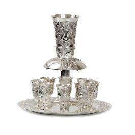 Silverplate Pomagranate Design 8 Cup Kiddush Fountain