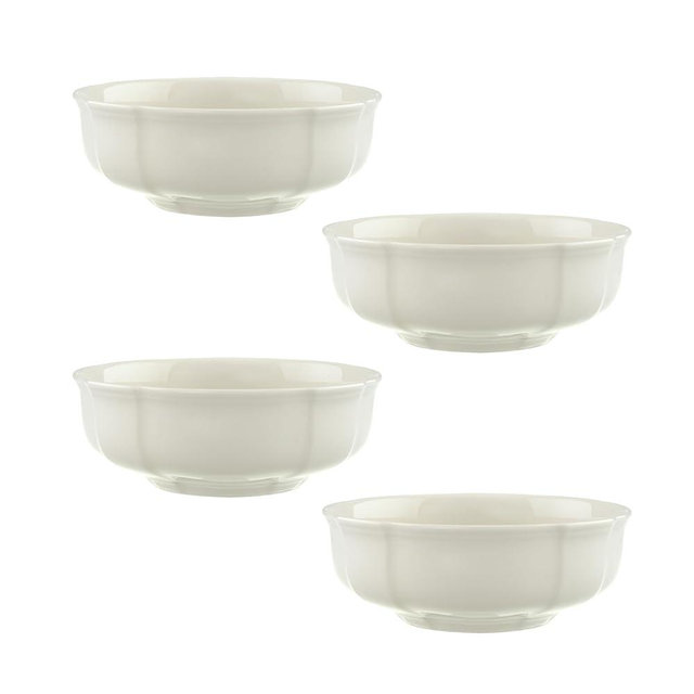 Villeroy & Boch Manoir Dessert Bowl, Set of 4, Premium Porcelain, Made in Germany, White