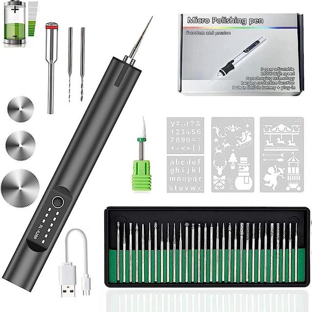 KugobarNe Engraving Pen with 35 bits, New Update Mini DIY Engraving Tool Kit (Rose Gold)