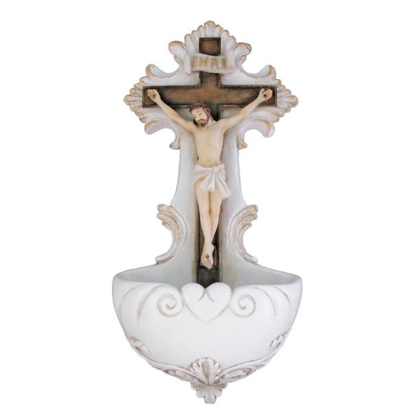 Crucifixion Holy Water Font, 6 inch