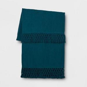 Teal Macrame Trim Oversized End of Bed Throw - Opalhouse™