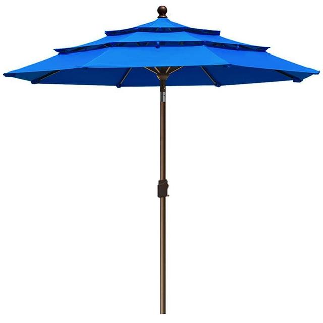 EliteShade USA sunumbrella 9Ft 3 Tiers Market Umbrella Patio Umbrella Outdoor Table Umbrella with Ventilation and 5 Years Non-Fading Top,Royal Blue