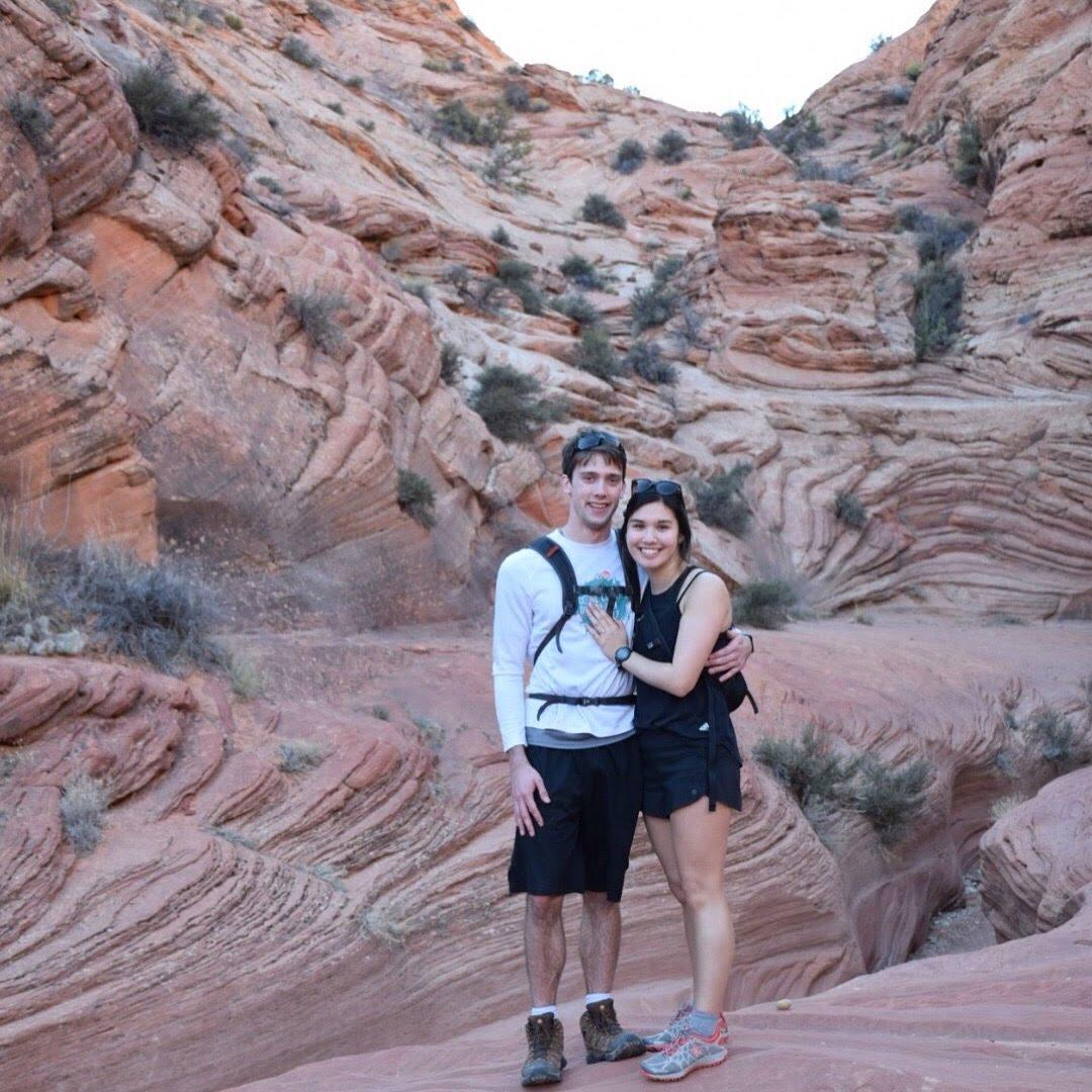 Moments after our engagement, Julia's dad captured our big smiles and the beautiful canyon where we got engaged!