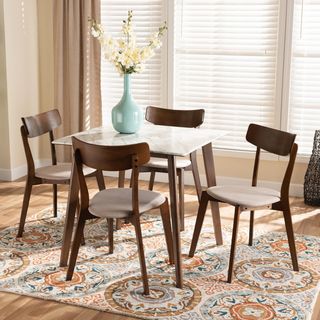 Reba Mid-Century Modern 5-Piece Upholstered Dining Set