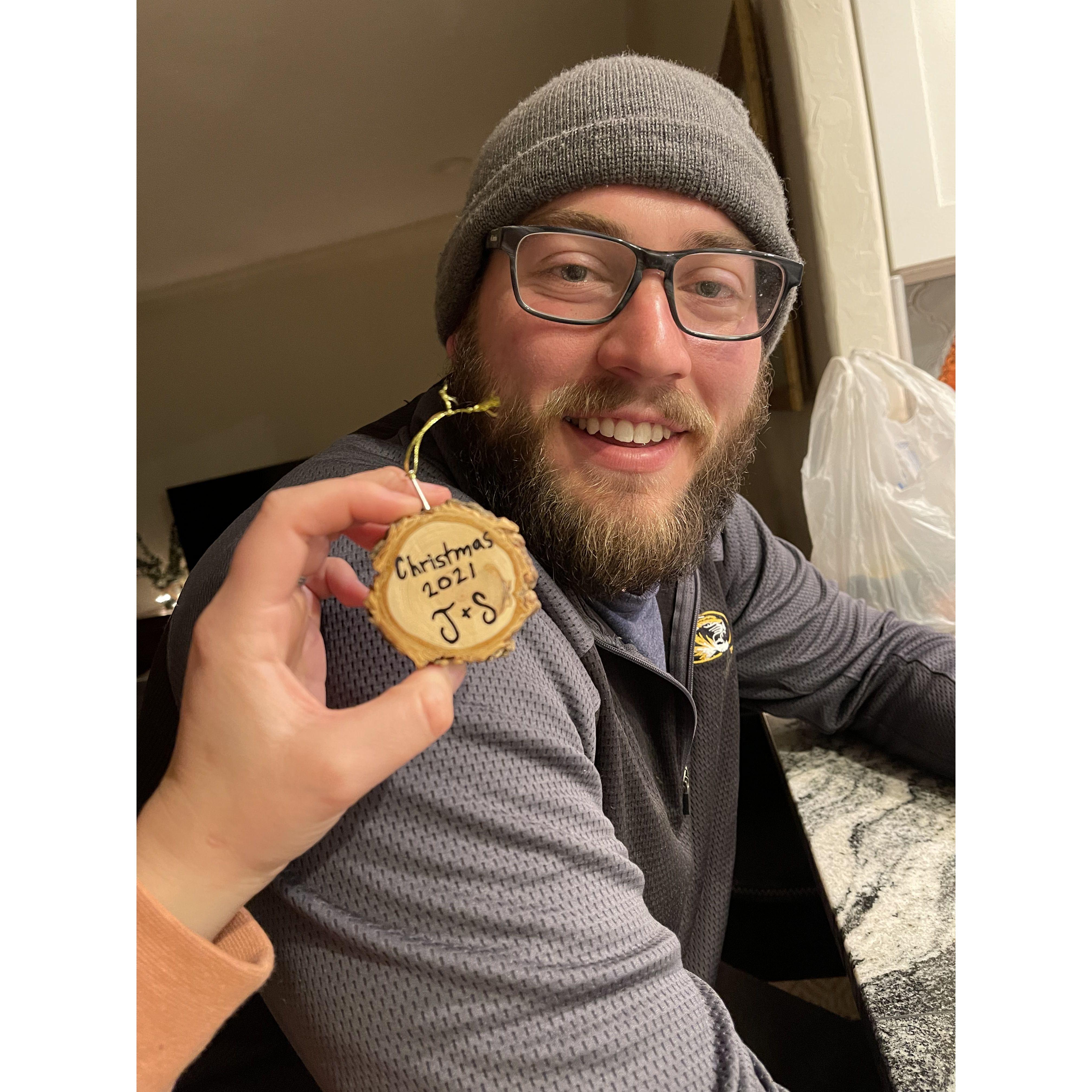 Tradition of making an ornament from the Christmas Trees we cut down!