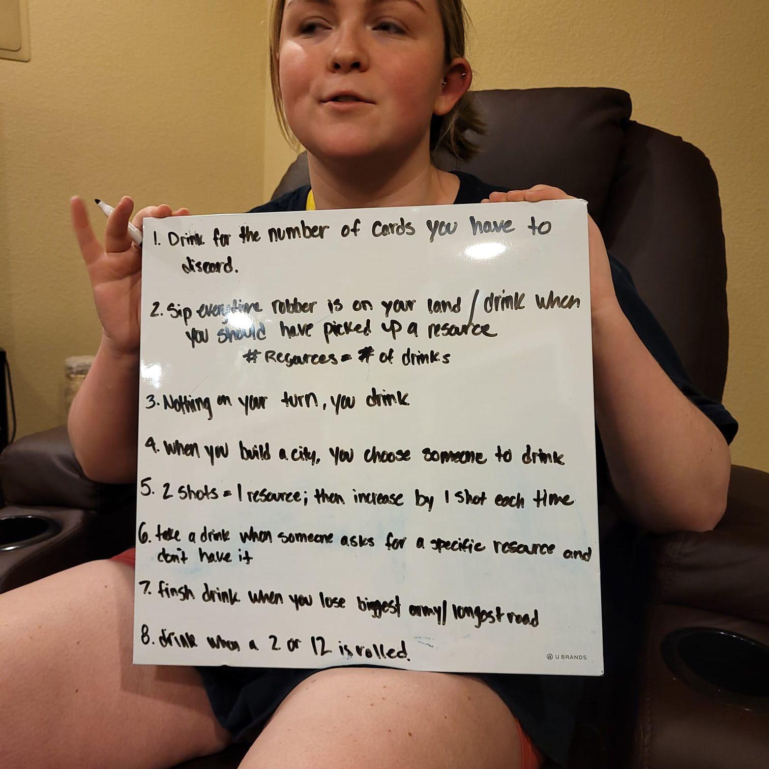 The original Drinking Catan Rules! Ask us for the updated rule set. Play responsibly (2023)