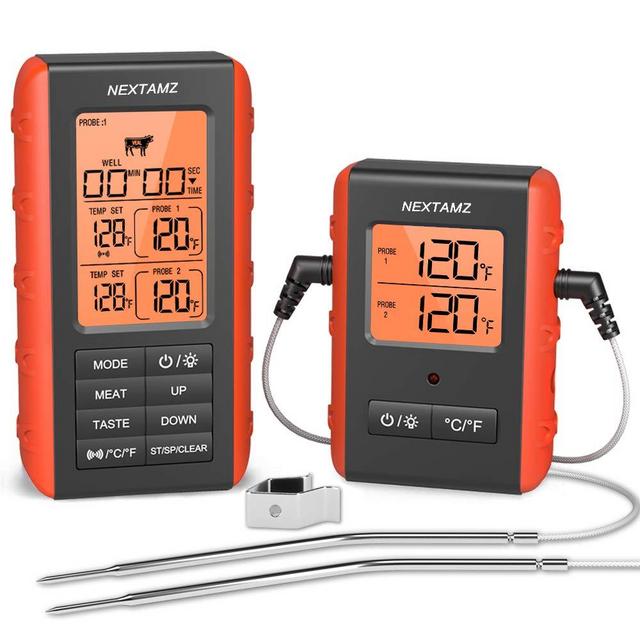Wireless Digital Meat Thermometer, NEXTAMZ Instant Read Food Cooking Thermometer with Dual Probes and 328FT Range for Smoker, Grill, Oven, BBQ
