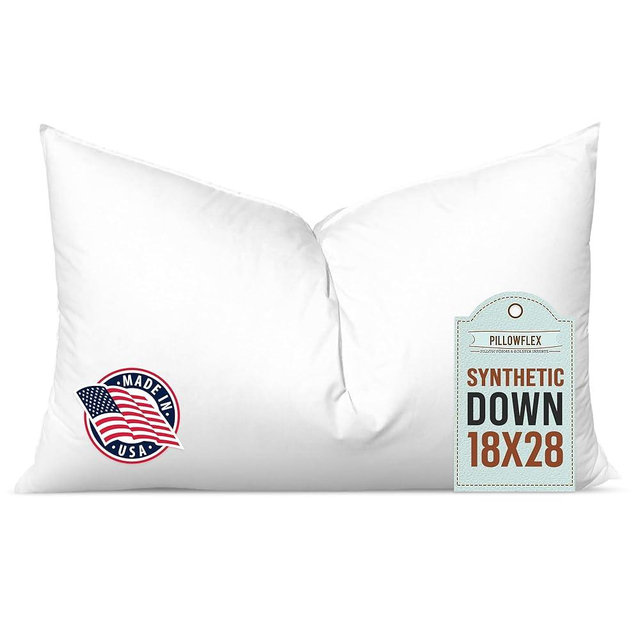 Pillowflex Synthetic Down Pillow Insert - 18x28 Down Alternative Pillow, Ultra Soft, Large Rectangle, Lumbar, Back, Sofa, Sleeping Pillow - 1 Decorative Pillow Form