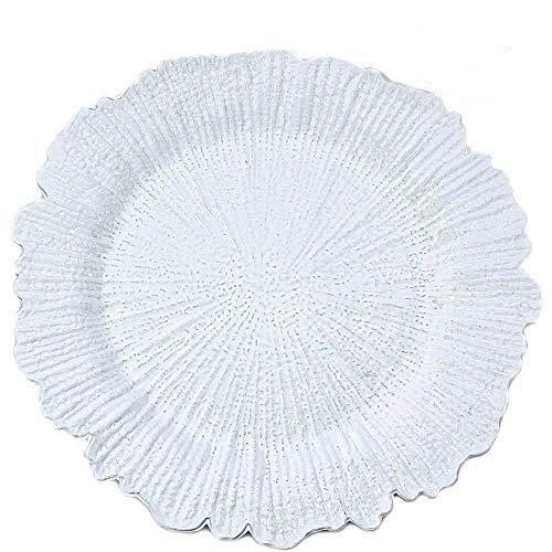 Tiger Chef Charger Plates - White Plate Chargers for Dinner Plates - Wedding Décor Place-mats (12, White Reef)