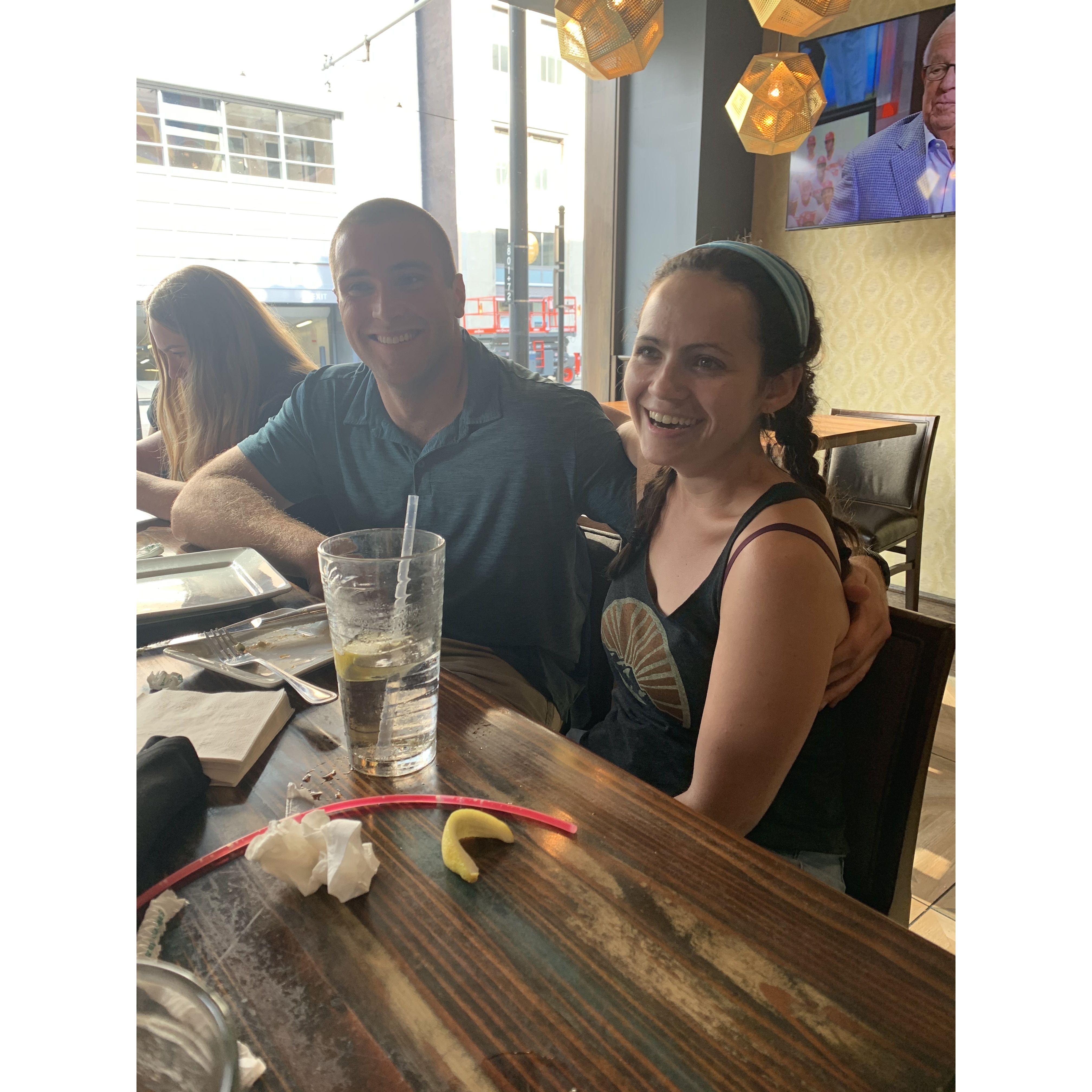 Laughing after a Red's game after moving to Lexington for Erik to start Law School in 2021!