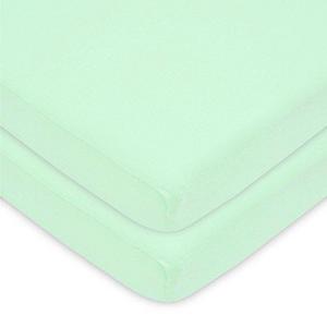 American Baby Company 2 Piece 100% Cotton Value Jersey Knit Fitted  Portable/Mini-Crib Sheet, Mint