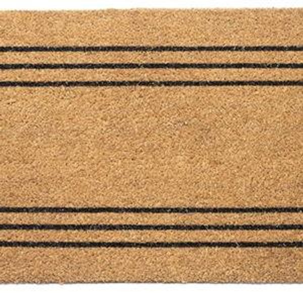 Welcome Doormats, Natural Coco Coir Mats with Non-Slip PVC Backing, Indoor Outdoor Mats for Home & Office, Floor Mats for Door Decor, Plain Entry Mat with Stripes, Beige & Black, 30"x17"