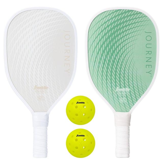 Franklin Sports 15.75'' 2 Player Journey Traditional Pickleball Paddle Set in Mesh Bag - Green/Beige