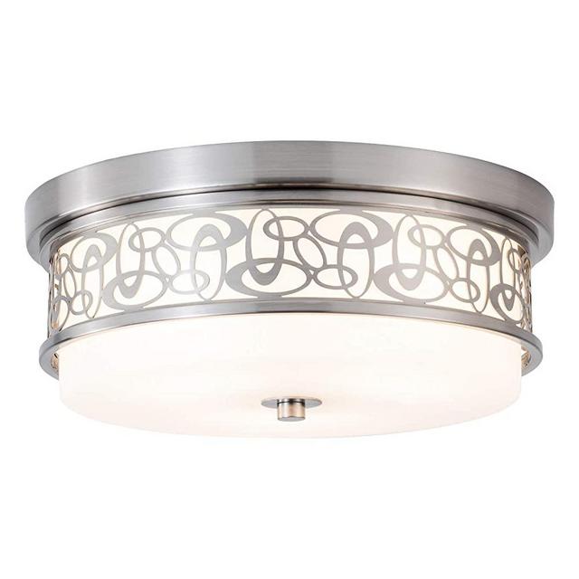 Modern Flush Mount Ceiling Lighting Fixture, 3-Lights 13.77'' Santin Nickel Glass Close to Ceiling Light for Kitchen Living Room Bedroom Hallway