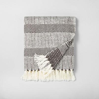 Allover Stripe Twill Throw Blanket Sour Cream/Railroad Gray - Hearth & Hand™ with Magnolia