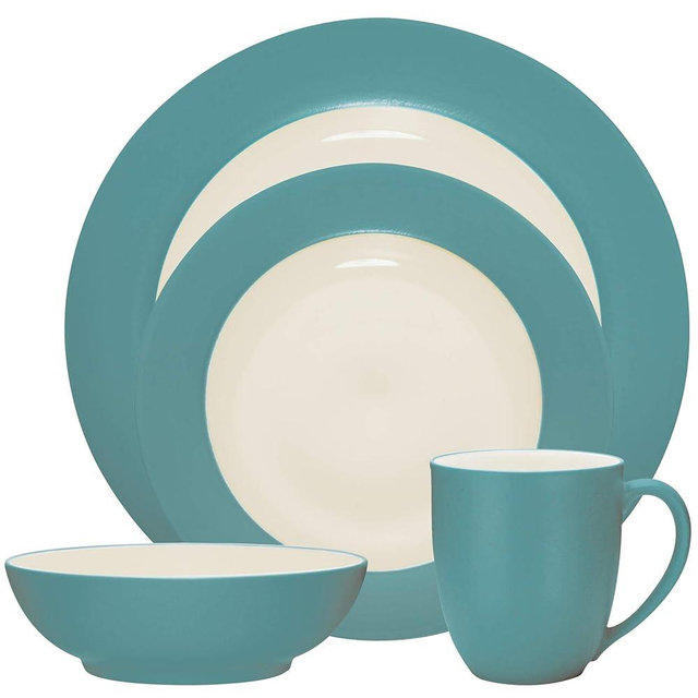 Noritake Colorwave Turquoise 4-Piece Place Setting, Rim Shape