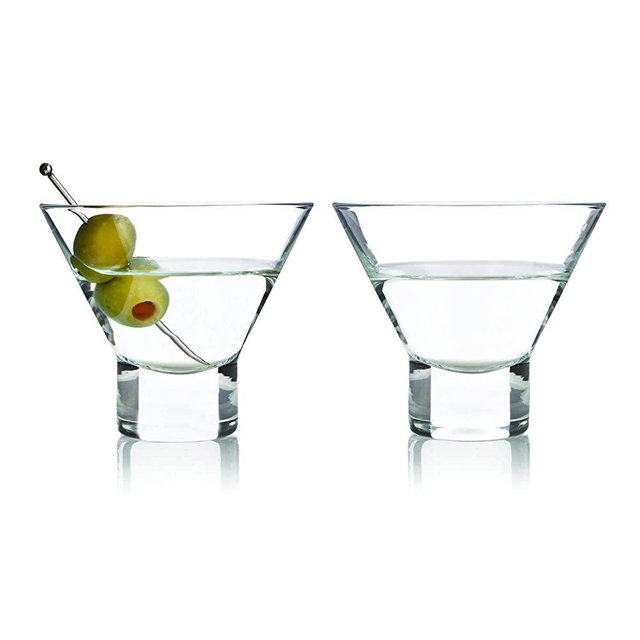 Viski 3718 Stemless Martini Glasses Raye Cocktail Glassware, (2 pack)