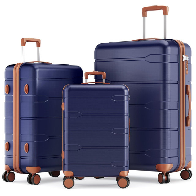SUGIFT 3-Piece Hardshell Luggage Set Durable Suitcase with Spinner Wheels, TSA Lock & YKK Zipper