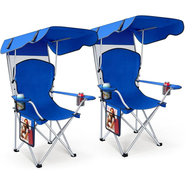 VTOY Portable Camping Chair with Canopy - Folding Chair with Canopy, Durable 600D Oxford Canopy Chair for Camping, Beach, Picnics, Fishing & Sports