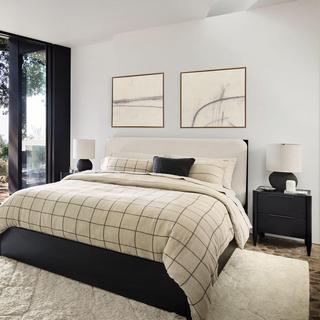 Natural Hemp Reversible Grid Duvet Cover