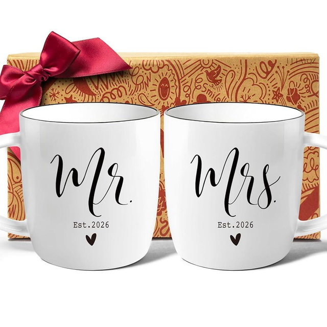 Mr and Mrs Est 2026 Coffee Mugs Gifts for New Couples, Weddings Anniversary Engagement Mug Gifts for Mr and Mrs, Couples, Wedding Registry Mug Gift for Her Him, Wedding Gift for Newlyweds19