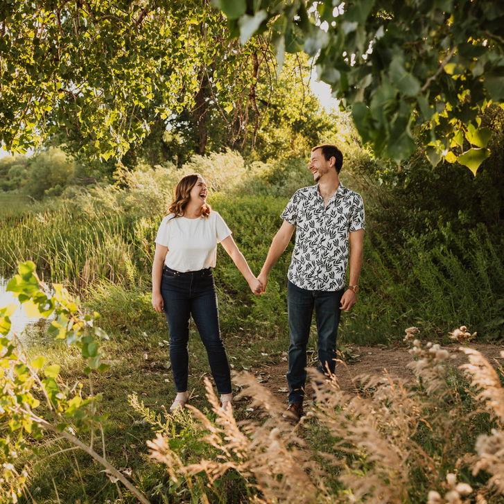 At our engagement session. This makes us happy cause the fake laugh turned into a real one with a goofy quip by Dunks.
