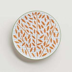 Hermes A Walk in the Garden Dessert Plate, Orange