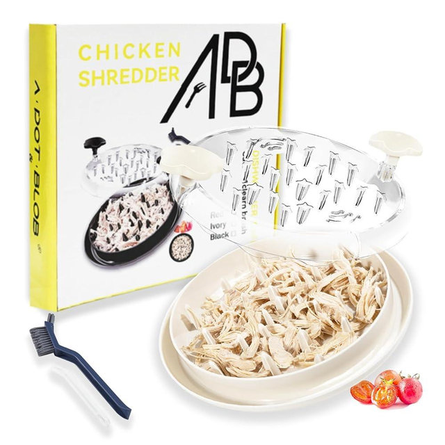 Chicken Shredder, Meat Shredder Twist Tool, 11" Large Chicken Breast Shredding Tool Twist with Non-Skid Base, Ergonomic Handle, Dishwasher Safe, BPA Free, Suitable for Pulled Pork Beef Chicken, Beige