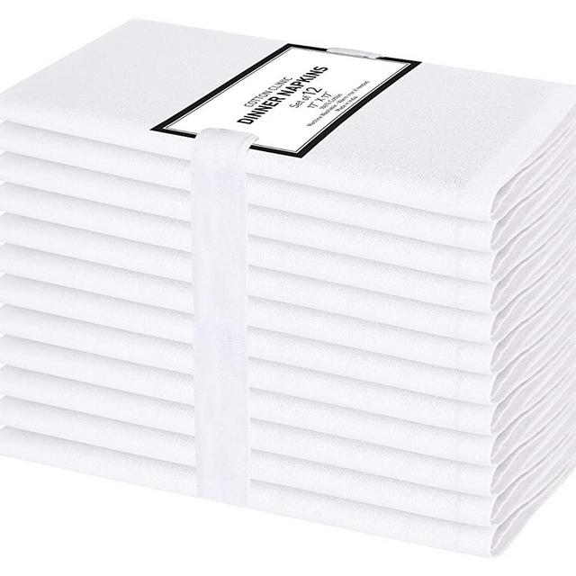 Cotton Clinic Cloth Dinner Napkins – Perfect Everyday Use Table Linen – Soft Durable Washable – Ideal for Party Wedding Farmhouse Christmas Easter – Set of 12 (17x17 in/White)
