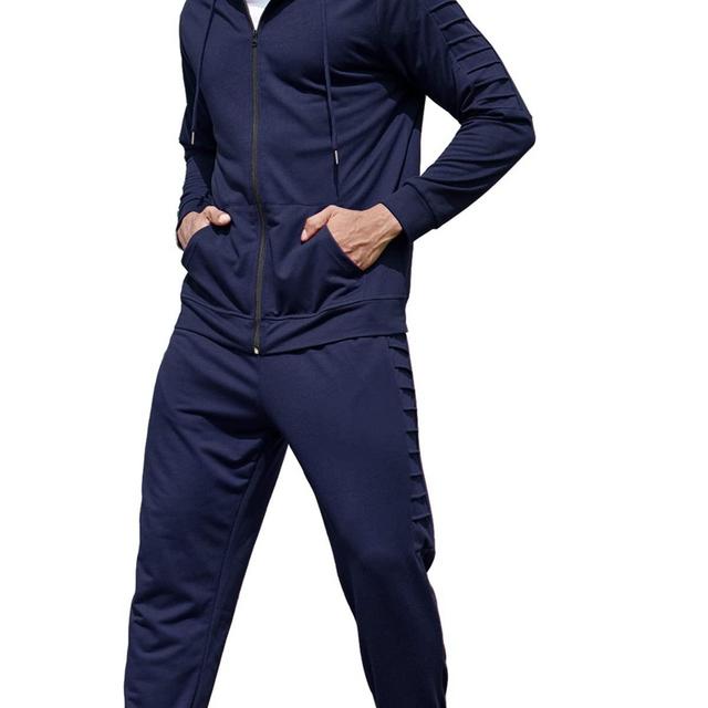 Men Tracksuits 2 Piece Navy Blue