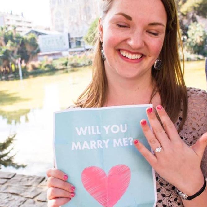 Jake handed Chrissy a cup of coffee.
Chrissy - "Jake, there isn't anything in this cup."
Jake - "Are you sure?"
Chrissy looked inside and there was this note, asking to marry him.