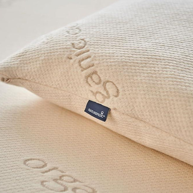 Naturepedic Organic Latex Pillow - Queen Bed Pillow with Soft Comfort - Luxury Pillow with Adjustable Fill for Comfortable Sleeping, Back Support and Neck Pain Relief