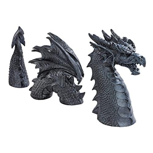 Design Toscano The Dragon of Falkenberg Castle Moat Lawn Garden Statue, 28 Inch Total, Polyresin, Grey Stone