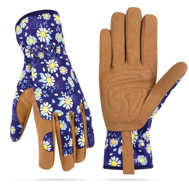 Womens Gardening Weeding Working Gloves, Leather Garden Glove for Women Thorn Proof No Stab for Digging, Planting,Pruning