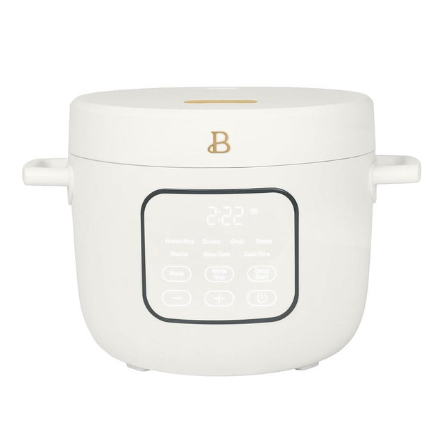 Beautihull 14-Cup Cooked / 6-Cup Uncooked Electric Rice & Grain Cooker with Ceramic Nonstick Coating – White Icing by Drew Barrymore