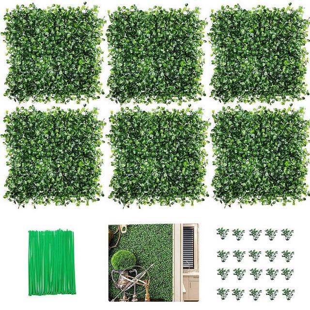 Ticanros Grass Wall 12 Pack 10"x10" Artificial Boxwood Hedge Wall Panels, Privacy Hedge Screen Faux Boxwood for Outdoor,Indoor,Garden,Fence,Backyard,Greenery Walls